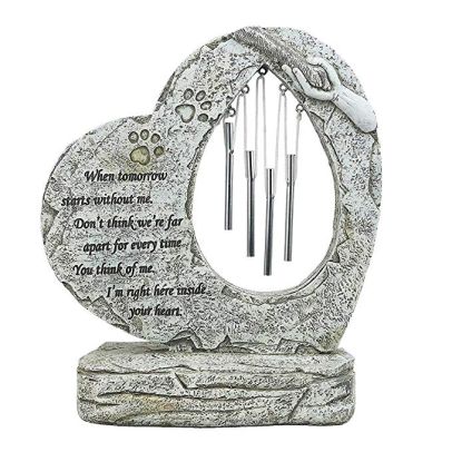 Heart-Shaped Wind Chime Memorial Stone for Dog