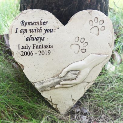 Personalized Heart Shape Pet Memorial Stones for Dogs & Cats - Remember I am with you always
