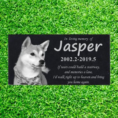 Pet Memorial Stones Engraved with Pet's Photo,Personalized Cat Dog Memorial Stones Grave Markers,Granite