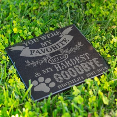 Personalized Pet Memorial Stone Granite - My Hardest Goodbye Engraved Headstone #31