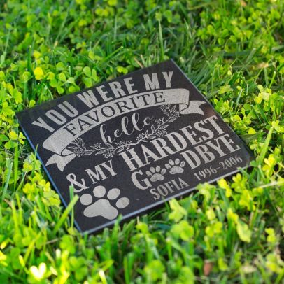 Personalized Pet Memorial Stone Granite - My Hardest Goodbye Engraved Headstone #3