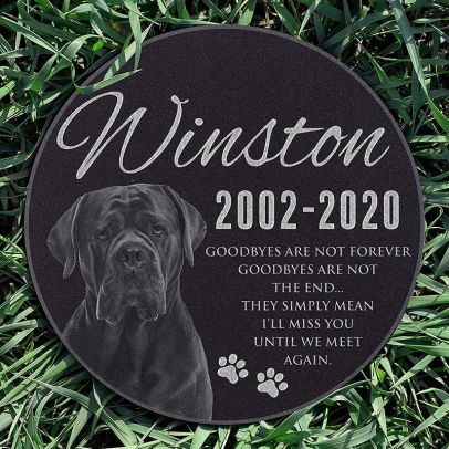 Round Personalized Dog Cat Memorial with Photo Free Engraving Customized Grave Marker