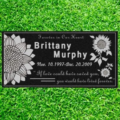 In Loving Memory of Custom Name Memorial Personalized Grave Stone Marker | Granite Plaque - Sunflower